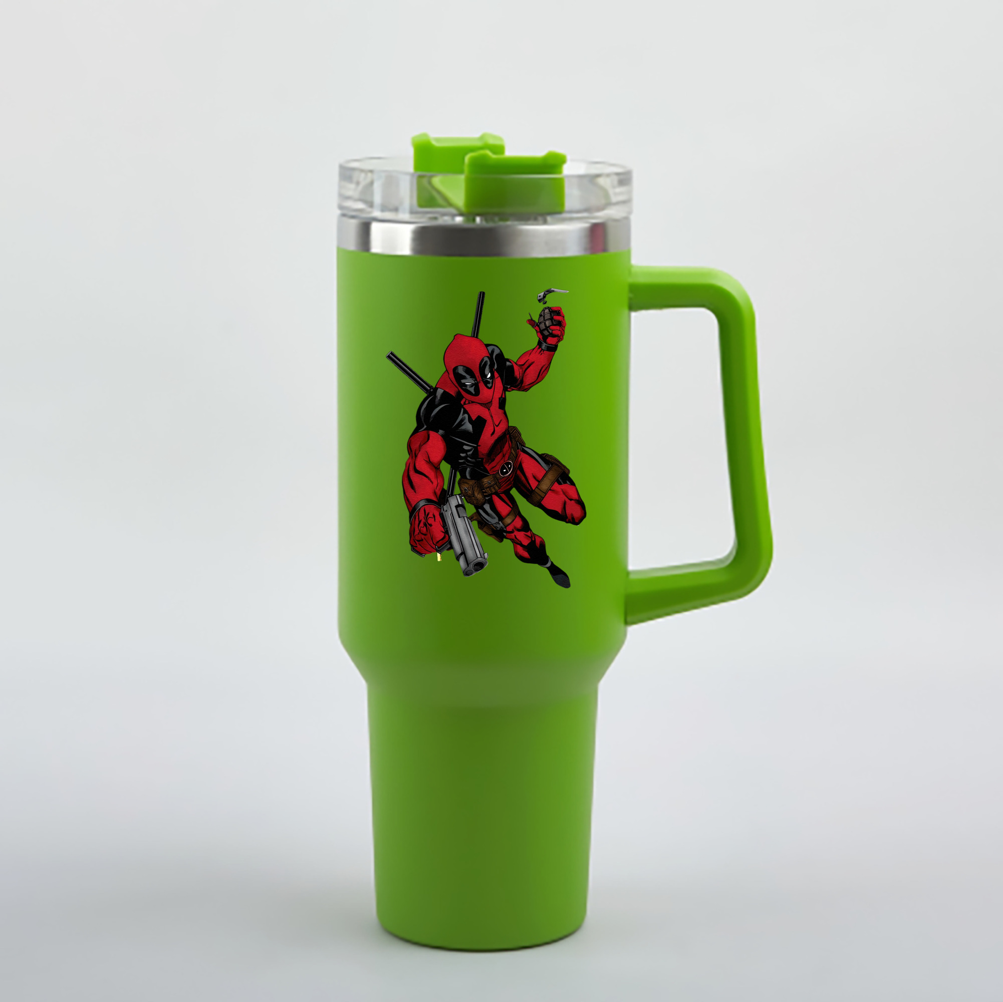 （画像用） Deadpool デッドプール 1200mL車用タンブラー - クリスタルステッカー（プラスチックストロー付き）